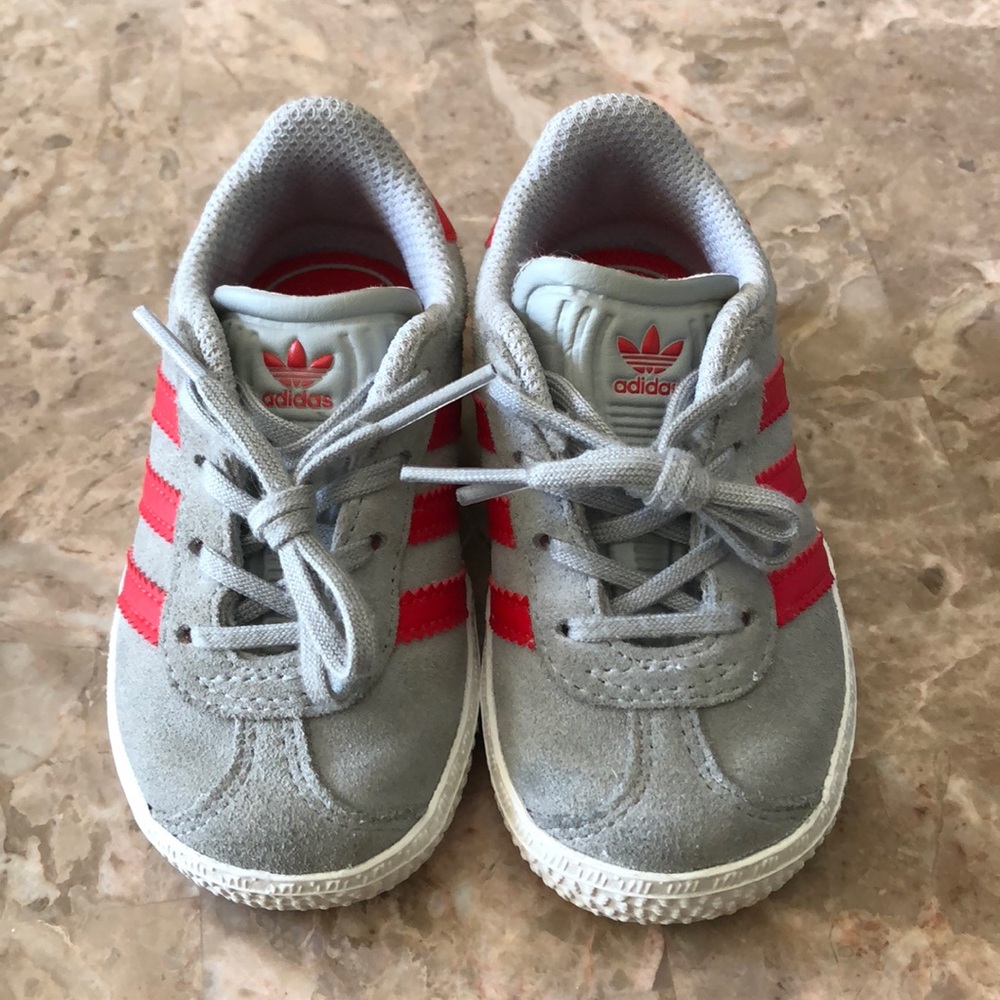Grey Suede & Red Adidas Gazelle I